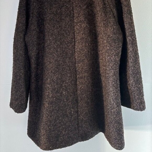 Anne Klein L Brown Coat Wool Blend Covered Button Pocket Timeless Tailored Warm - Picture 4 of 10